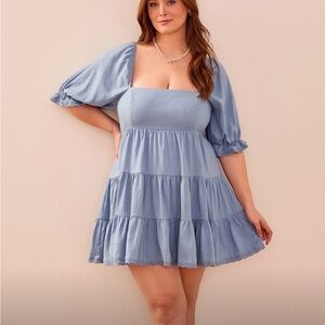ARULA Sky Blue Tiered Mini Dress